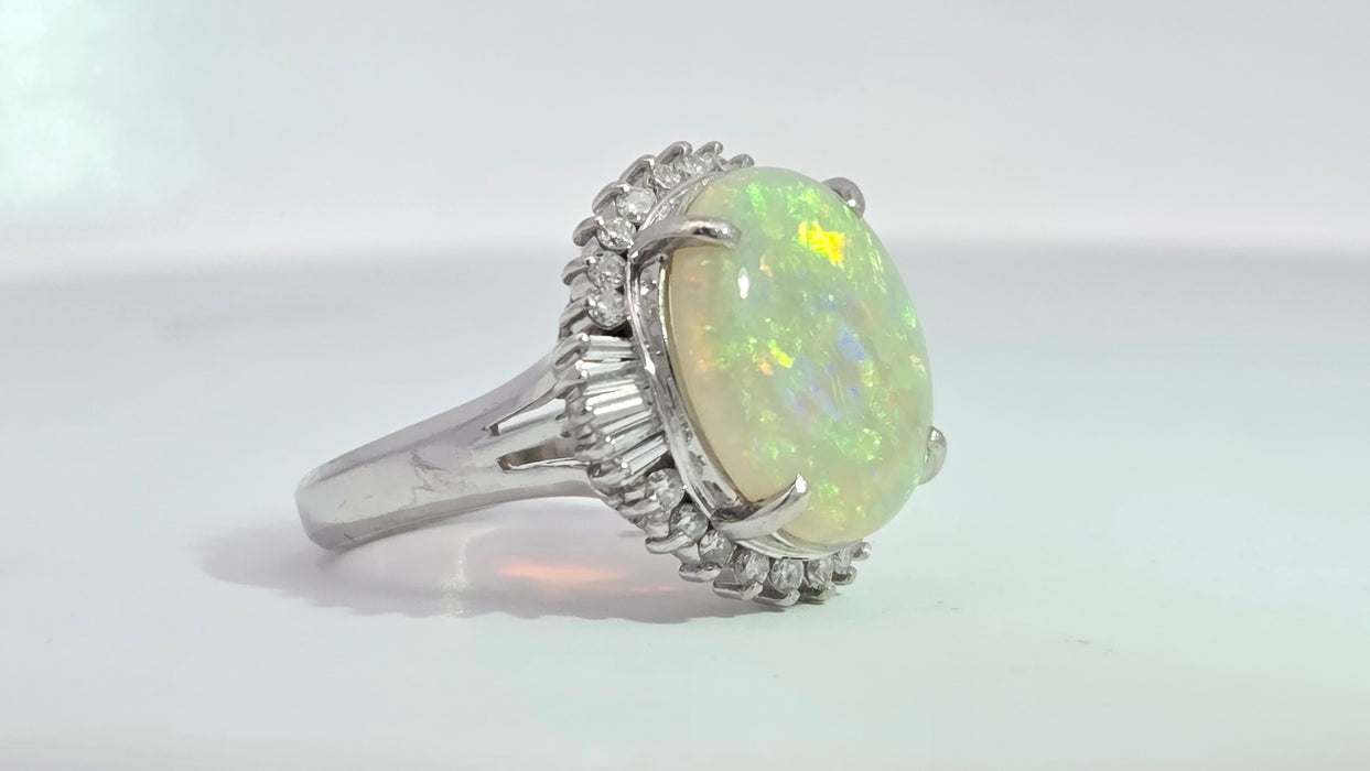 Vintage: Platinum Opal 4.50ct & Diamond 0.50ct Oval Dress Ring