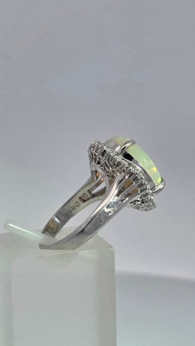 Vintage: Platinum Opal 4.50ct & Diamond 0.50ct Oval Dress Ring