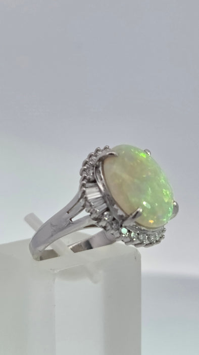 Vintage: Platinum Opal 4.50ct & Diamond 0.50ct Oval Dress Ring