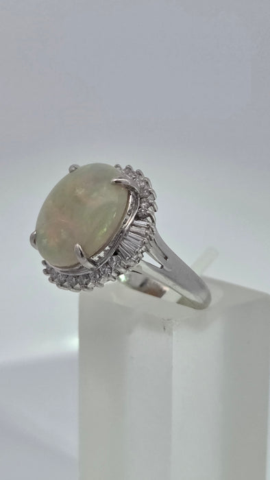 Vintage: Platinum Opal 4.50ct & Diamond 0.50ct Oval Dress Ring