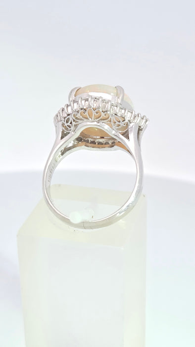 Vintage: Platinum Opal 4.50ct & Diamond 0.50ct Oval Dress Ring