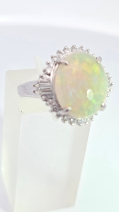 Vintage: Platinum Opal 4.50ct & Diamond 0.50ct Oval Dress Ring