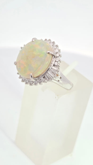 Vintage: Platinum Opal 4.50ct & Diamond 0.50ct Oval Dress Ring