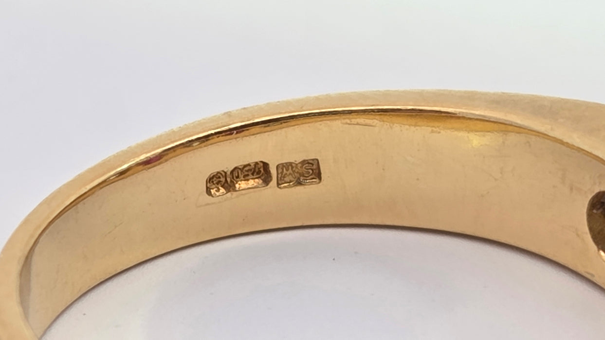 Vintage: 18ct Yellow Gold Ruby 1.02ct & Diamond 1.00ct Five Stone Half Hoop Ring