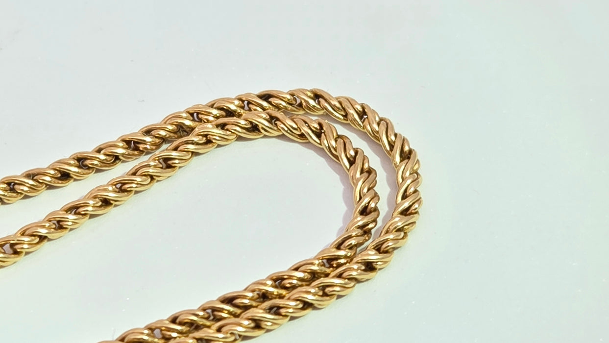 Vintage: 18ct Yellow Gold Rope Chain Necklace 37.5 cm (14.76 inches)