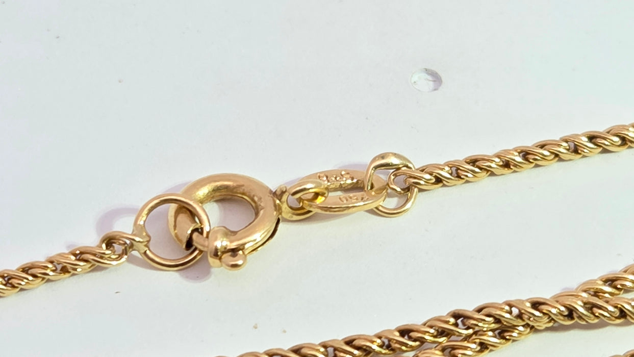 Vintage: 18ct Yellow Gold Rope Chain Necklace 37.5 cm (14.76 inches)