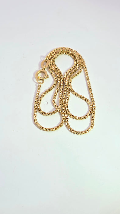 Vintage: 18ct Yellow Gold Rope Chain Necklace 37.5 cm (14.76 inches)