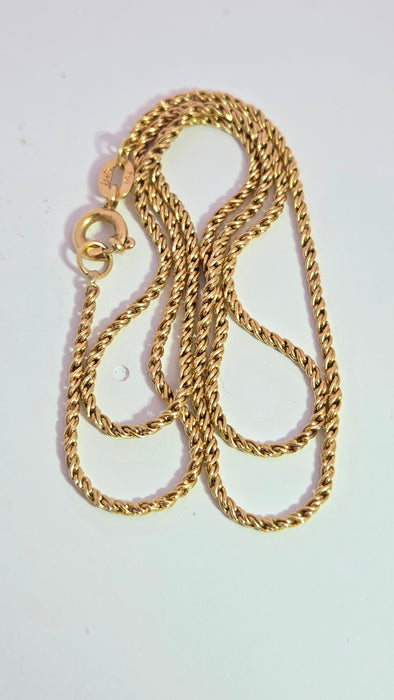 Vintage: 18ct Yellow Gold Rope Chain Necklace 37.5 cm (14.76 inches)