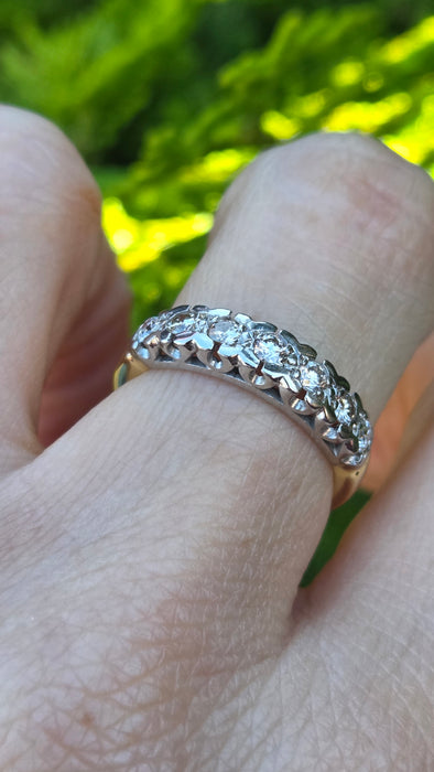 Vintage: 18ct Yellow Gold 7 Natural Diamonds 0.50ct Five-Stone Ring — From 1977