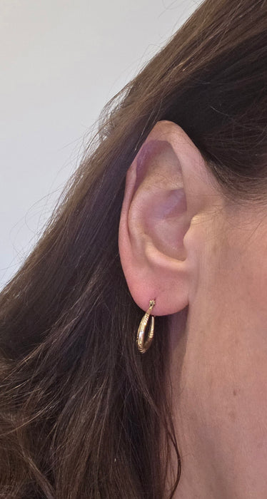 Vintage: 9ct Yellow Gold Diamond-Cut Creole Hoop Earrings