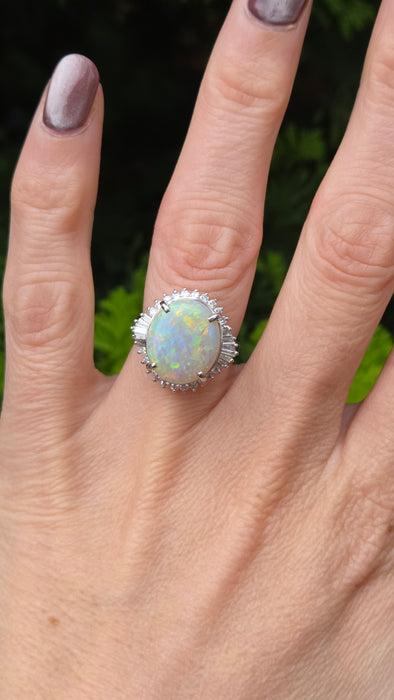 Vintage: Platinum Opal 4.50ct & Diamond 0.50ct Oval Dress Ring
