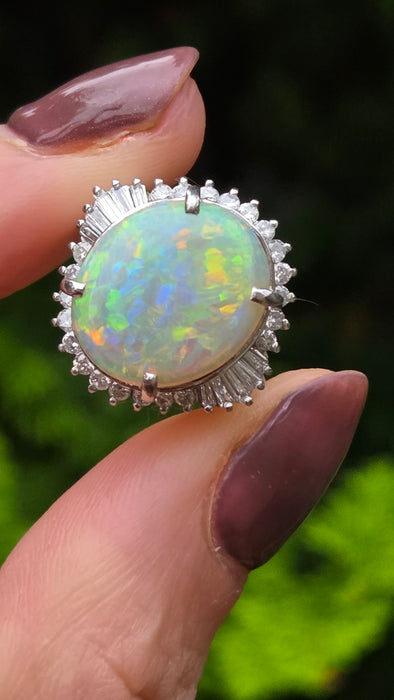 Vintage: Platinum Opal 4.50ct & Diamond 0.50ct Oval Dress Ring