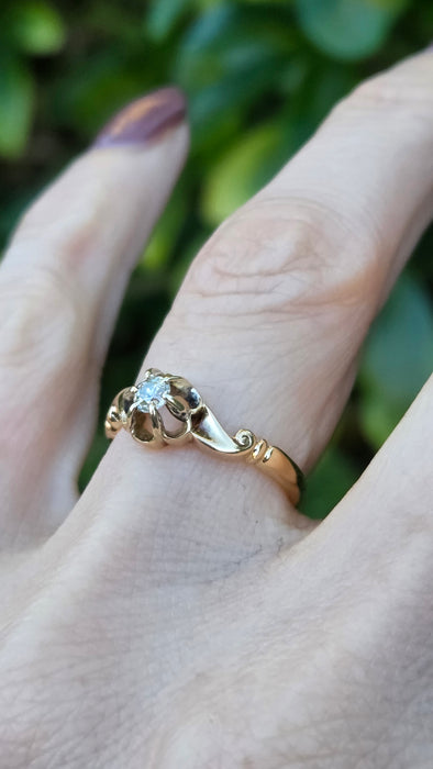 Antique 18ct Yellow Gold Diamond 0.18ct Single Stone Ring — From 1912