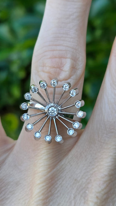 Vintage: 18ct White Gold Diamond Sunray Cluster Ring — 0.40ct