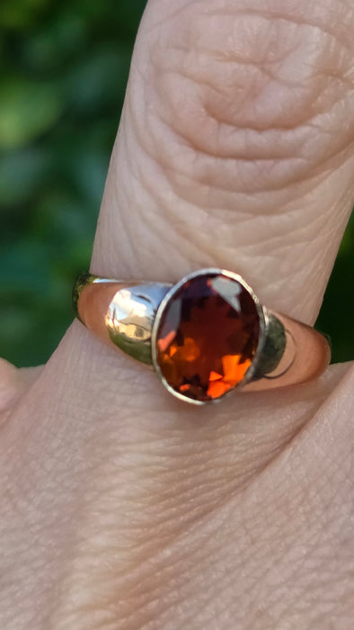 Antique: 9ct Rose Gold Citrine Solitaire Ring — From 1911