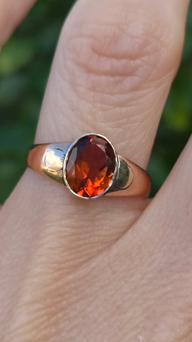Antique: 9ct Rose Gold Citrine Solitaire Ring — From 1911
