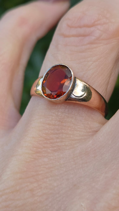 Antique: 9ct Rose Gold Citrine Solitaire Ring — From 1911