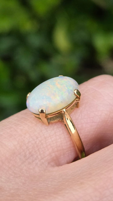 Vintage: 18ct Yellow Gold Opal Approximately 5ct Solitaire Ring — From 1984