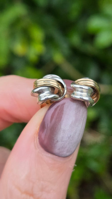 Vintage: 9ct Yellow Gold & Silver Knot Stud Earrings