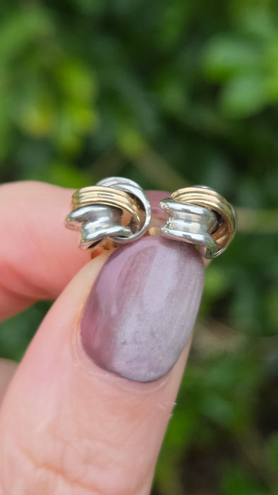 Vintage: 9ct Yellow Gold & Silver Knot Stud Earrings