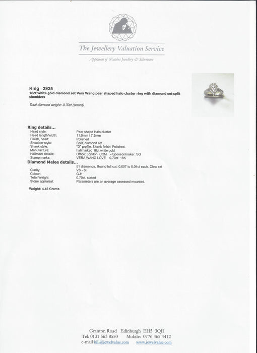 2925 -18ct White Gold Vera Wang Love Collection Diamonds  (0.7ct) Ring