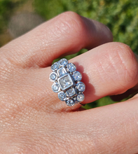 Load image into Gallery viewer, 1202: Vintage; 18ct White Gold Art Deco Style Diamonds Cluster Ring- high calibre, sparkling natural diamonds
