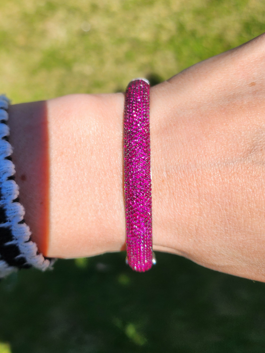 7658: Starlight Ruby White Gold Bangle by Niquesa London - 7.1ct Rubies