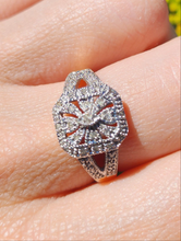 Load image into Gallery viewer, 1540: Vintage: 9ct Gold 31 Diamonds Geometric Set Ring- Hallmarked in Edinburgh
