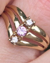 Load image into Gallery viewer, 2939: 9ct Gold Chocolate Diamonds Pink Topaz Geometric Set Ring
