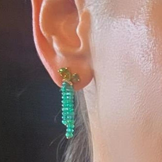 1485: Vintage: 18ct Gold Emeralds, Peridot, Diamonds Drop/Dangle Earrings- extraordinary