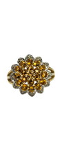 Load image into Gallery viewer, 0774:Vintage: Sensational 9ct Gold 19  Citrines 36 Diamonds Floral Cluster Ring
