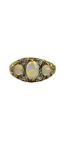 Load image into Gallery viewer, 0849:Vintage: 9ct Cabochon White Opals Trilogy Sapphires Dress Ring
