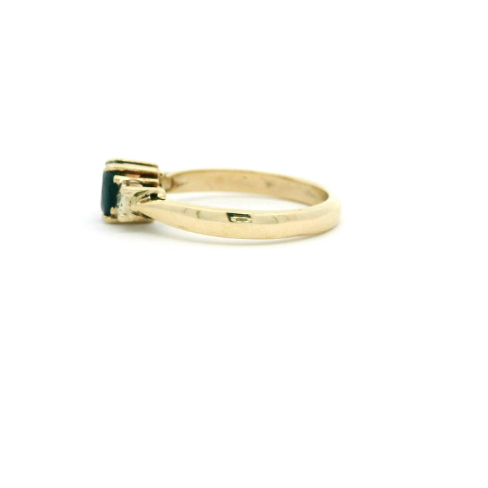 Vintage: 9ct Yellow Gold Sapphire & Diamond Three-Stone Ring