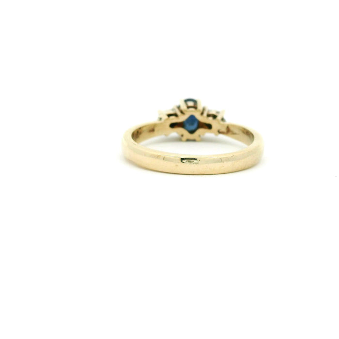 Vintage: 9ct Yellow Gold Sapphire & Diamond Three-Stone Ring