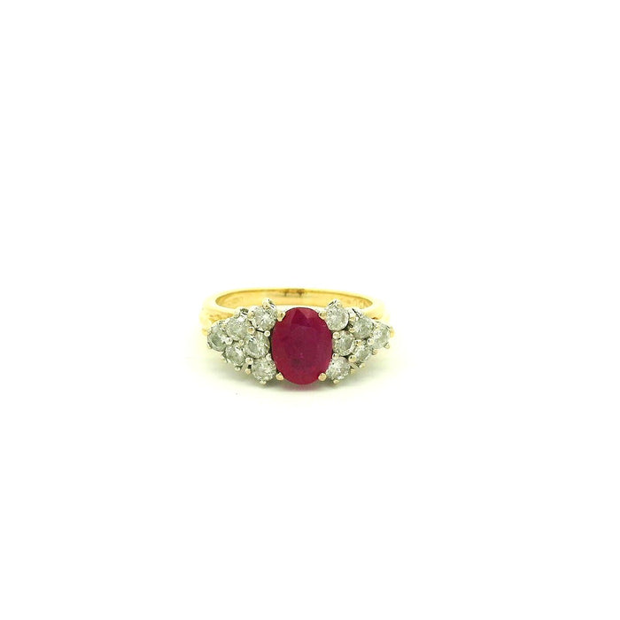 Vintage: 18ct Yellow Gold Ruby & Diamond Cluster Ring — 1.50ct