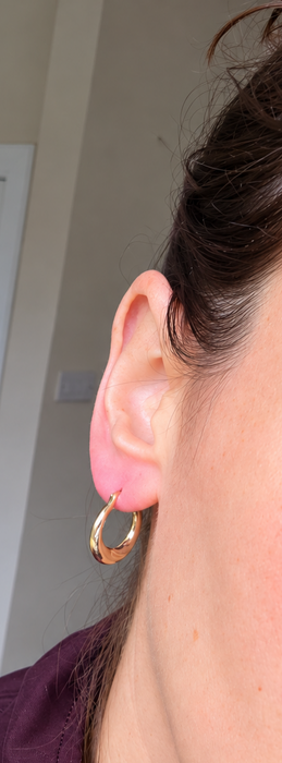 Vintage: 9ct Two-Tone Gold Twisted Hoop Earrings