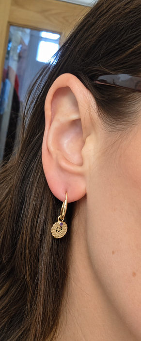 Vintage: Mixed Gold Amethyst Accent Hoop & Openwork Drop Earrings