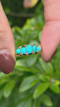 Cargar y reproducir el video en el visor de la galería, 2039: Vintage: 18ct Gold Turquoises Edwardian Style Ring- From 1942
