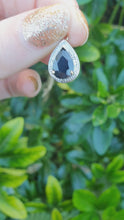 Load and play video in Gallery viewer, 5854:  Vintage: 9c Gold Pear Shaped Blue Sapphire Diamonds Pendant- fabulous
