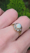Load and play video in Gallery viewer, 2777: 18ct Gold White Opal Diamonds Flower Head Ring
