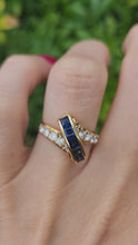 Load and play video in Gallery viewer, 6091 Vintage: Exquisite 18ct Gold Royal Blue Sapphires Diamonds (0.70ct) Cocktail Ring-Exceptional
