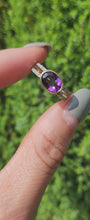 Load and play video in Gallery viewer, 1031: Vintage 9ct Gold Amethyst Diamonds Openwork Dress Ring- sparkling design
