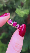 Load and play video in Gallery viewer, 0626 Vintage 18ct Yellow Gold Rubies &amp; Diamonds Ring - Voloptuos
