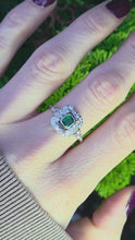 Cargar y reproducir el video en el visor de la galería, 7138 Vintage: Art Deco 18ct Gold Platinum Emerald 34 Natural Diamonds Panel Ring
