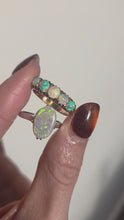 Load and play video in Gallery viewer, 2469: Vintage 14ct White Gold Vibrant White Opal Solitaire Ring
