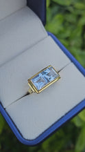 Load and play video in Gallery viewer, 0513: Vintage Rare 18ct Gold Princess Cut Blue Spinels Ring- Statment
