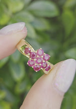 Load and play video in Gallery viewer, 6276 Vintage: 9ct Gold 9 Rich Red Rubies Geometric Set Ring (Copy)
