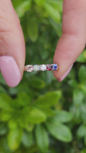 Load and play video in Gallery viewer, A8087: Vintage: Rare 18ct White Gold 5-Stones Rainbow Stacker/Dress Ring- Opal, Tanzanite. Diamond, Ruby, Morganite-
