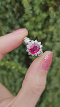 Cargar y reproducir el video en el visor de la galería, 1383: Vintage; 18ct White Gold Ruby (1.1ct) Diamonds (0.73ct) Ring- exquisite eye candy

