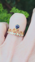 Load and play video in Gallery viewer, 1446: Vintage: Rare 18ct Rose Gold Sapphire Diamonds Tiara Ring
